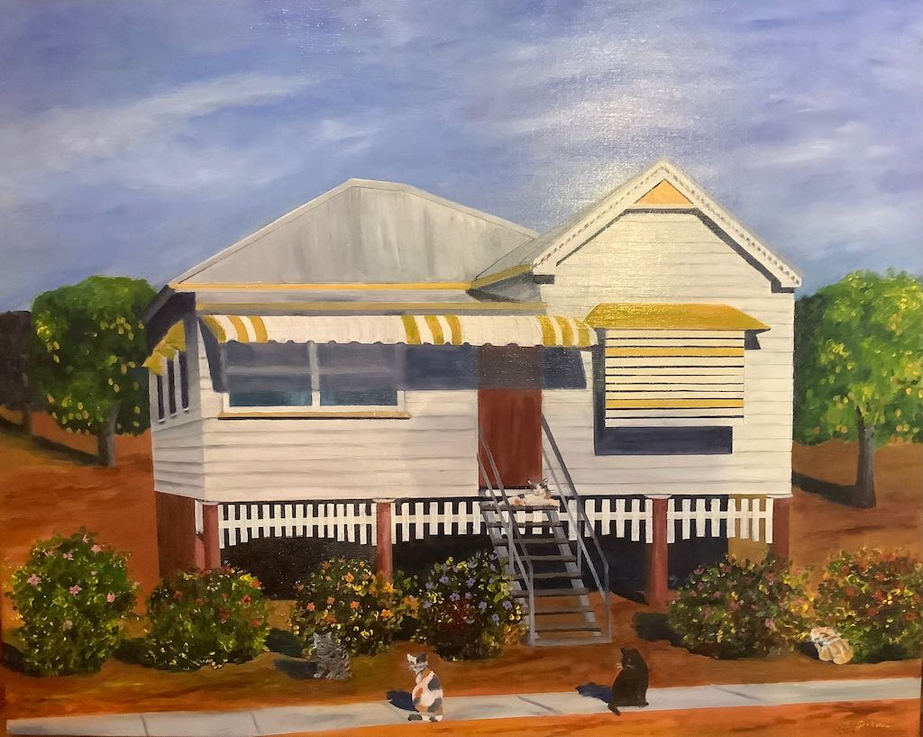 Crazy Kat Lady in Kate St painting